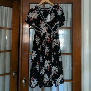 Boohoo Black Floral Cutout Dress
